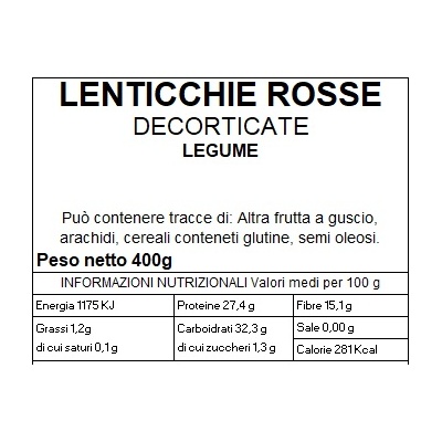 Lenticchie rosse decorticate